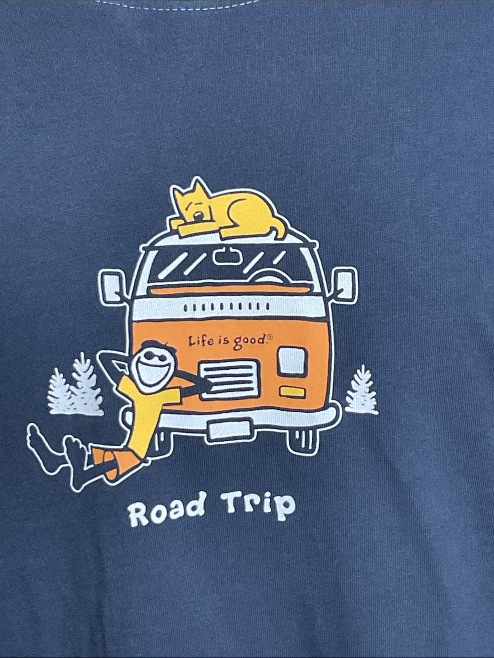 Vintage Life is Good road trip Peruvian 100 cotton in vintage Blue color XXXL